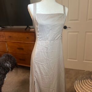 Silver/gray lace up back dress